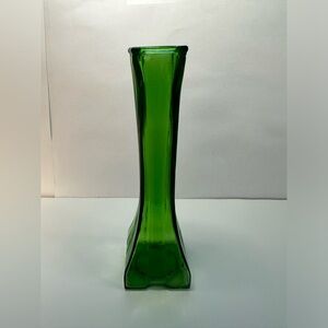 Vintage Green Bud Vase Square  8.75" Tall